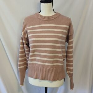 EUC - Philosophy Pink and White Striped Sweater - M